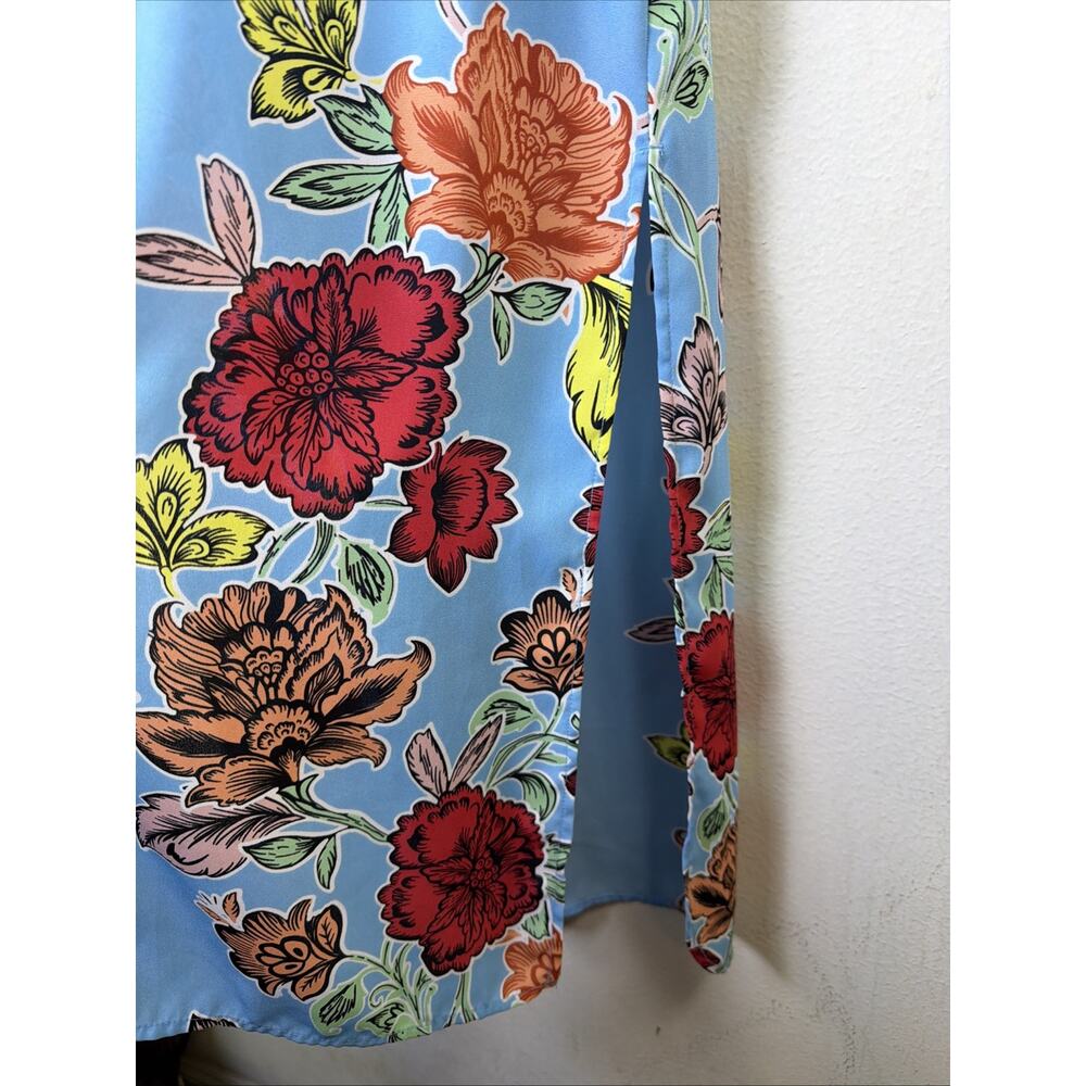 Peter Nygard Long 8 Blue Floral Sleeveless victorian resort vacation Dress vest - Picture 4 of 12